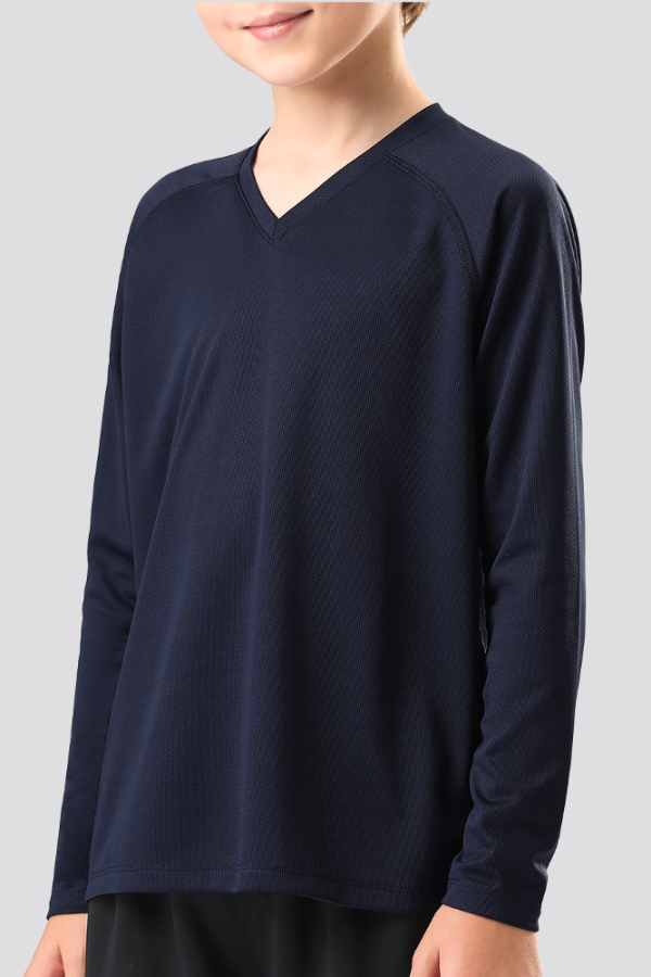 boy Navy  long sleeve shirts side view 