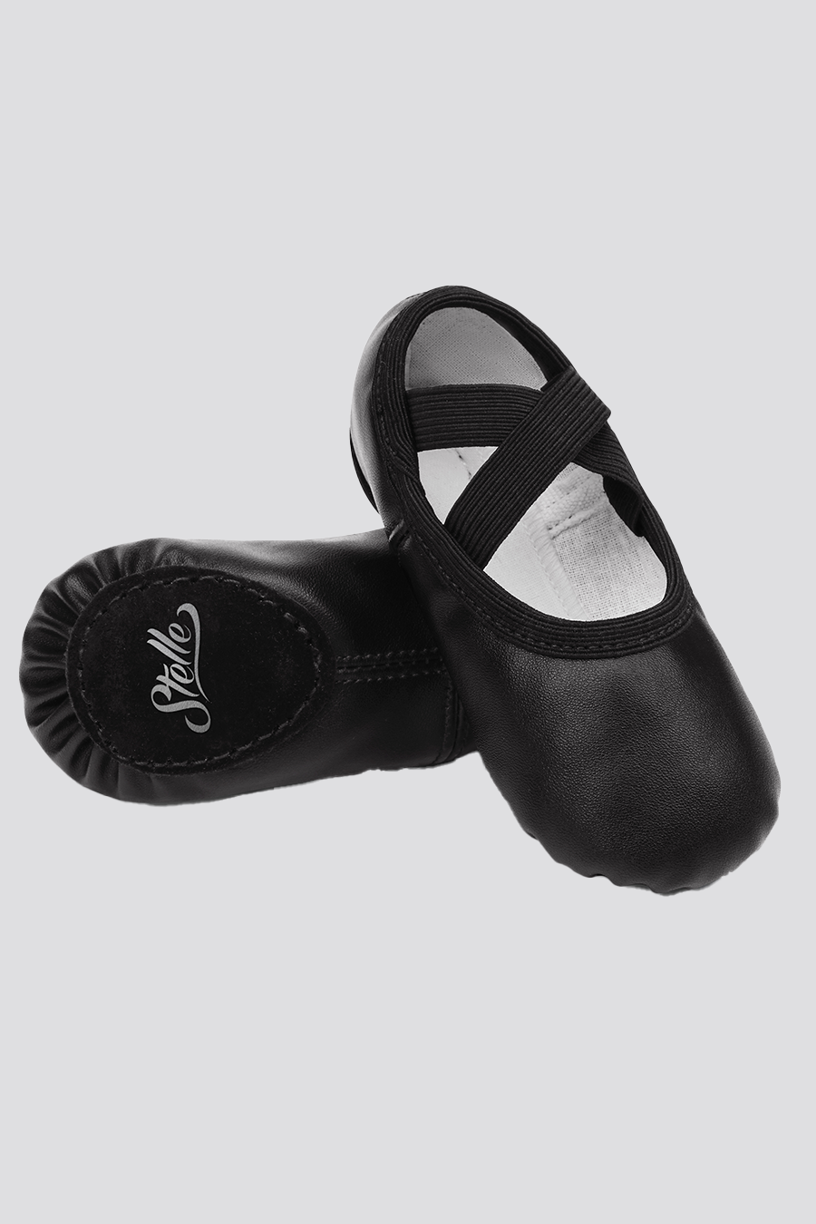 Black ballet shoes front view 