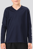 Navy boy long sleeve shirts front view 