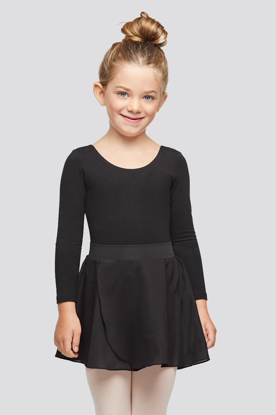 Front view black toddler ballet outfit for girls