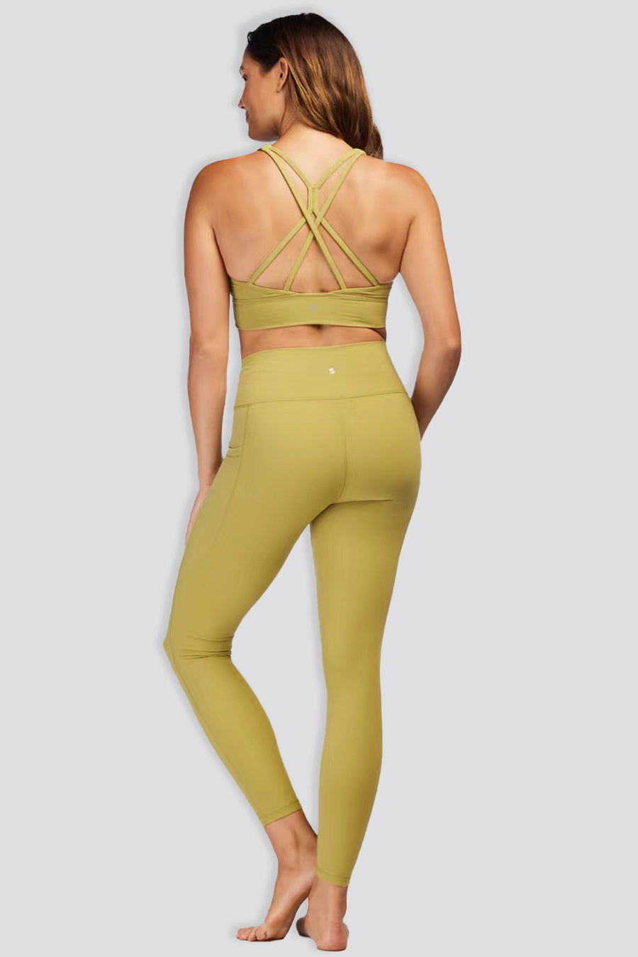 Women Workout Leggings Golden Lime back view