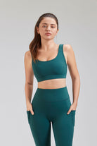 Forest Green underwire sports bra front  view