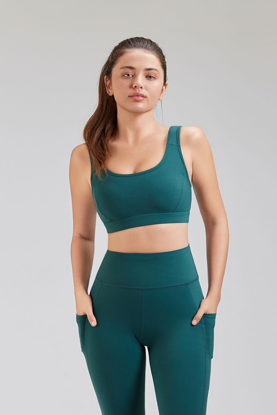 Forest Green underwire sports bra front  view