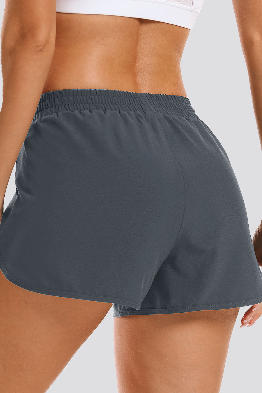 Grey women running shorts back view