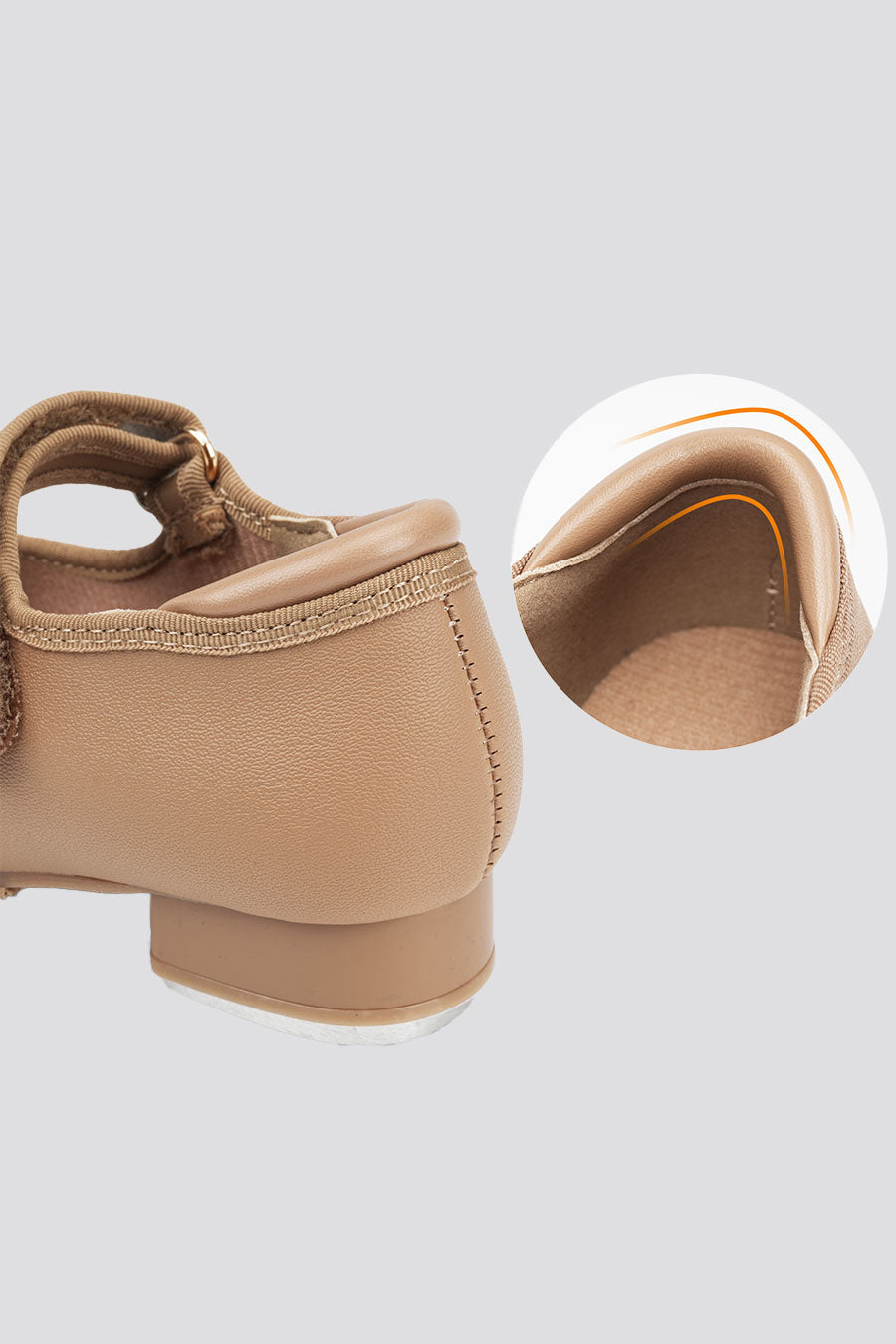 Tan tap shoes for girls detail