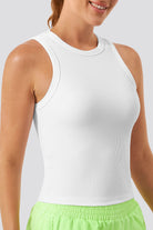 White womens tank tops side view detail