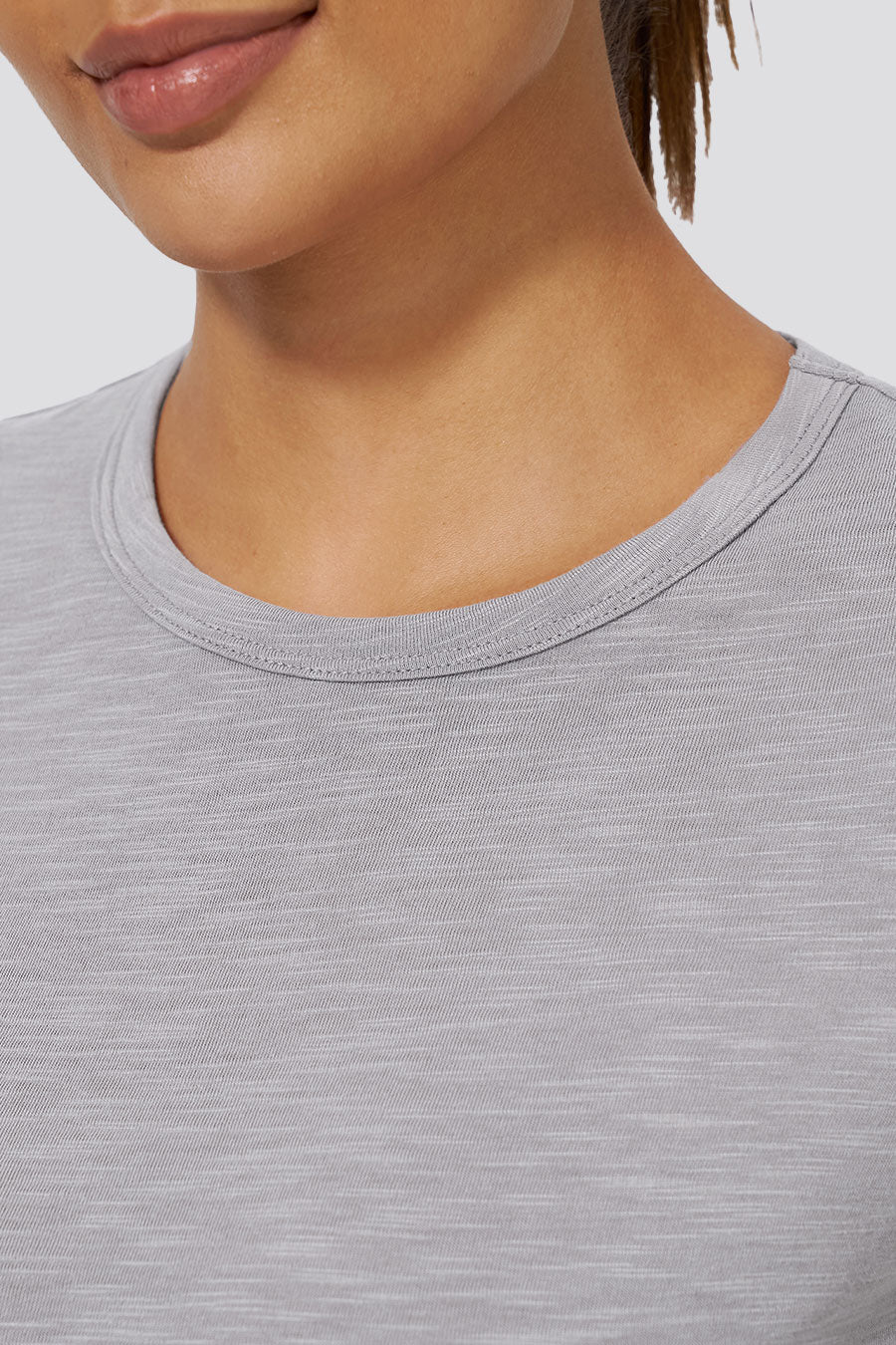 Grey womens cotton t-shirts front view detail