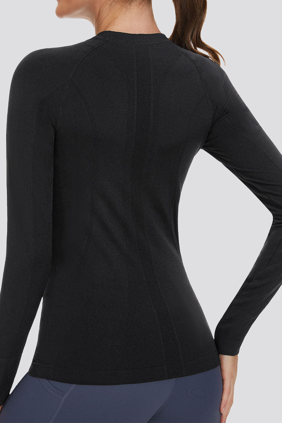 Black womens long sleeve t-shirts back view