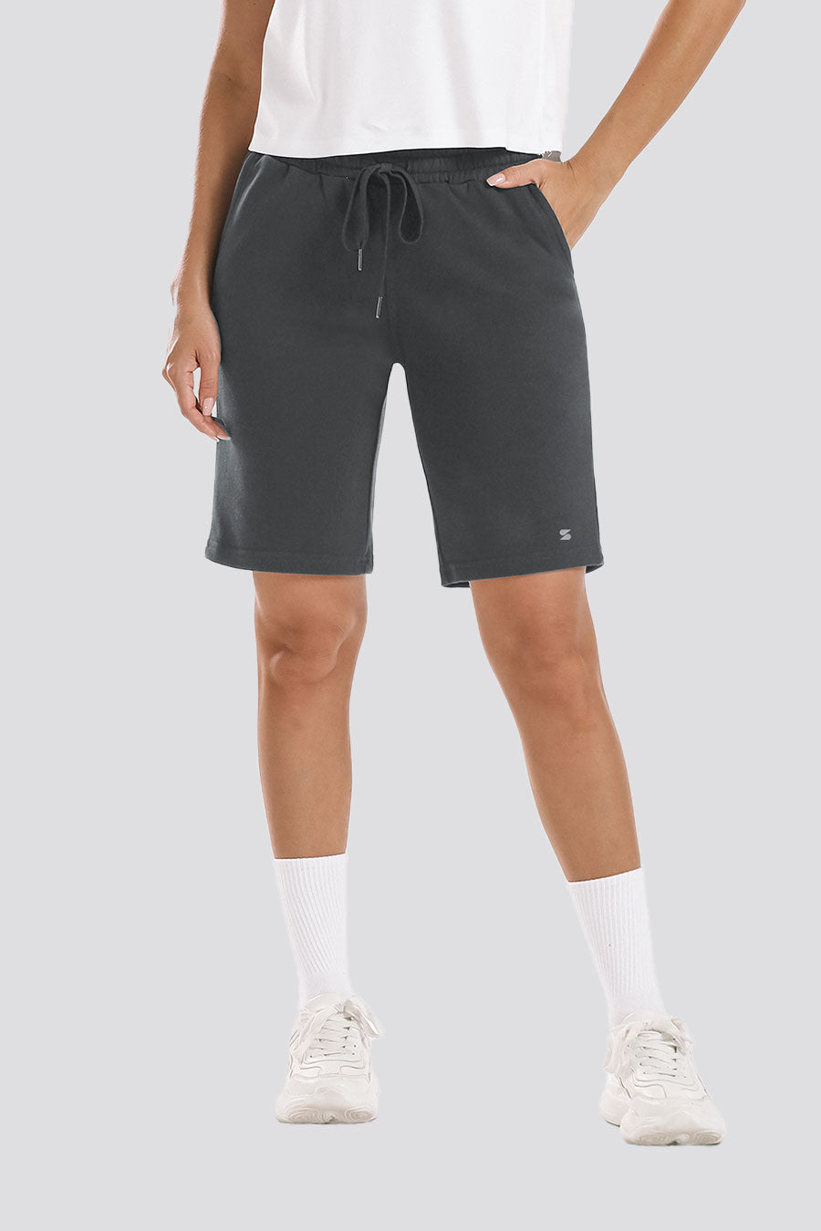  Grey cotton shorts front view