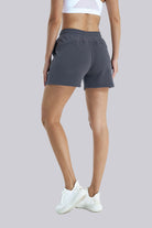 Back view charcoal running shorts women