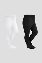 girls tights 2 pack white black