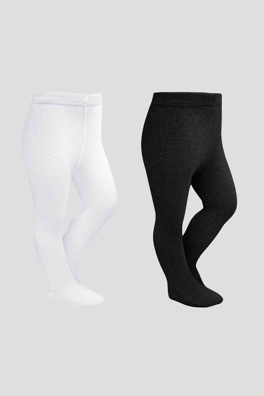 girls tights 2 pack white black