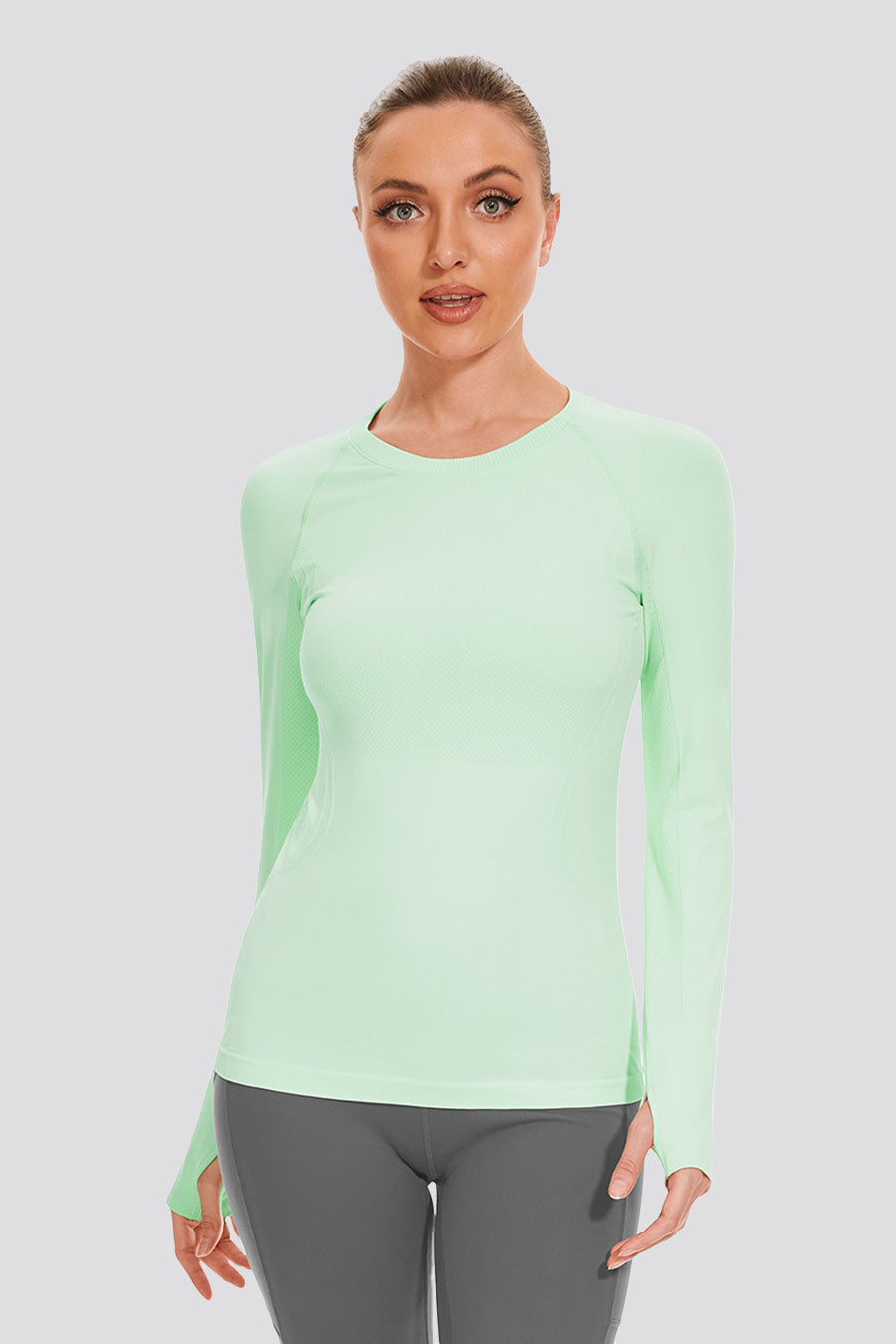 Mint Green thumbhole shirts front view