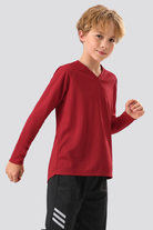 Red boy long sleeve shirts side view 