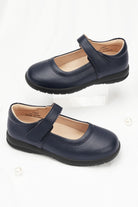 Blue mary jane shoes for girls side view 