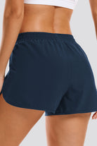 Blue women running shorts back view