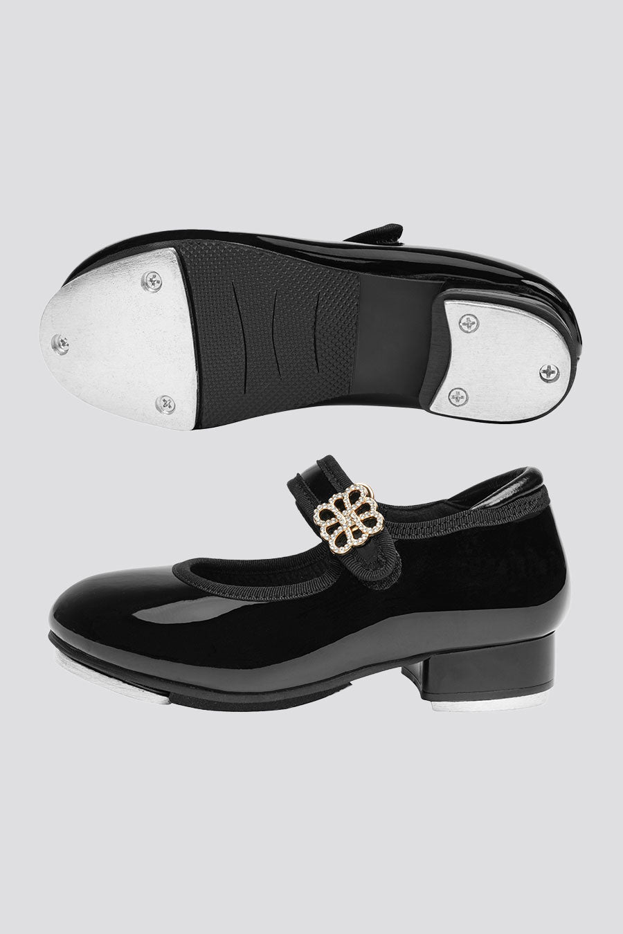 Black tap shoes for girls detail