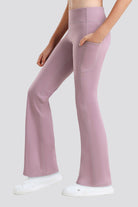 Girls high waisted leggings Dusty Lavender side view