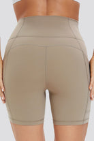 Yoga Shorts with Pockets back view stone