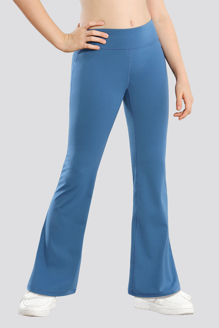 Flare leggings blue front view