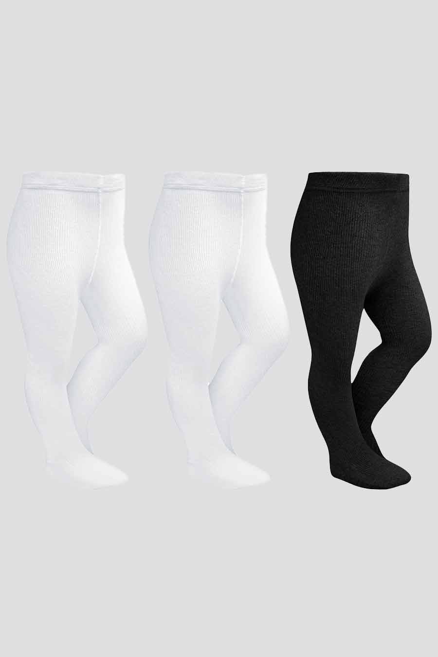 girls tights 3 pack white black