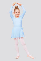 girls long sleeve dance dress blue front view