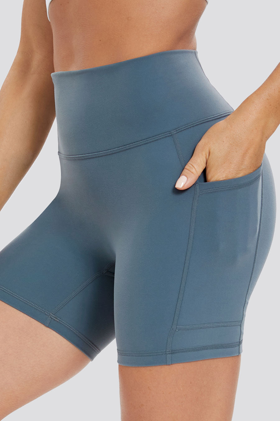 Yoga Shorts with Pockets Grey Sage