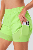 Side view of green shorts