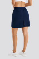 Back view blue hiking skirt