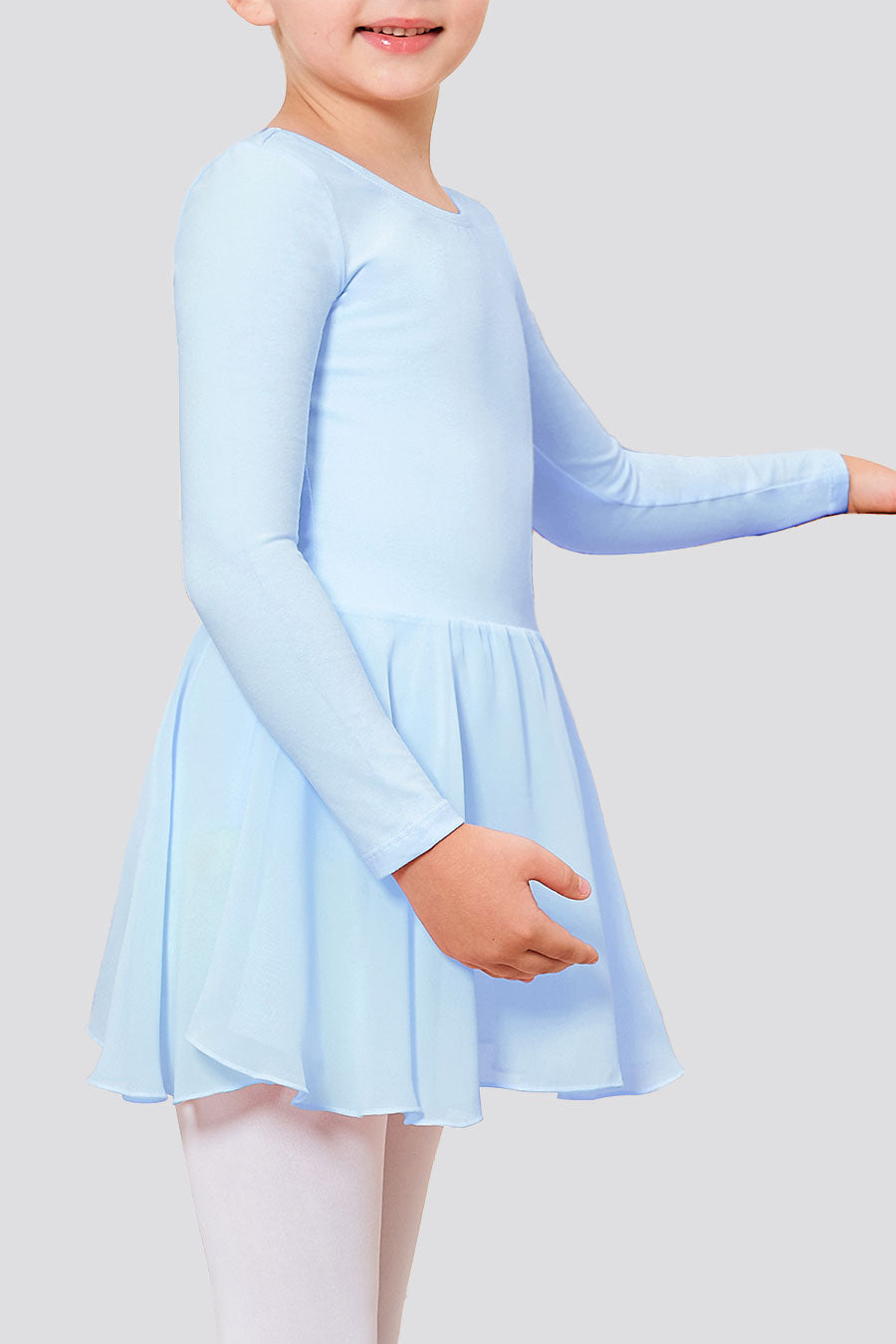 girls long sleeve dance dress blue side view