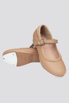 Girls Tan tap dance shoes front view