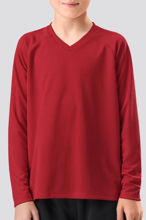 Red boy long sleeve shirts front view 