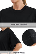 Black womens cotton t-shirts front view detail