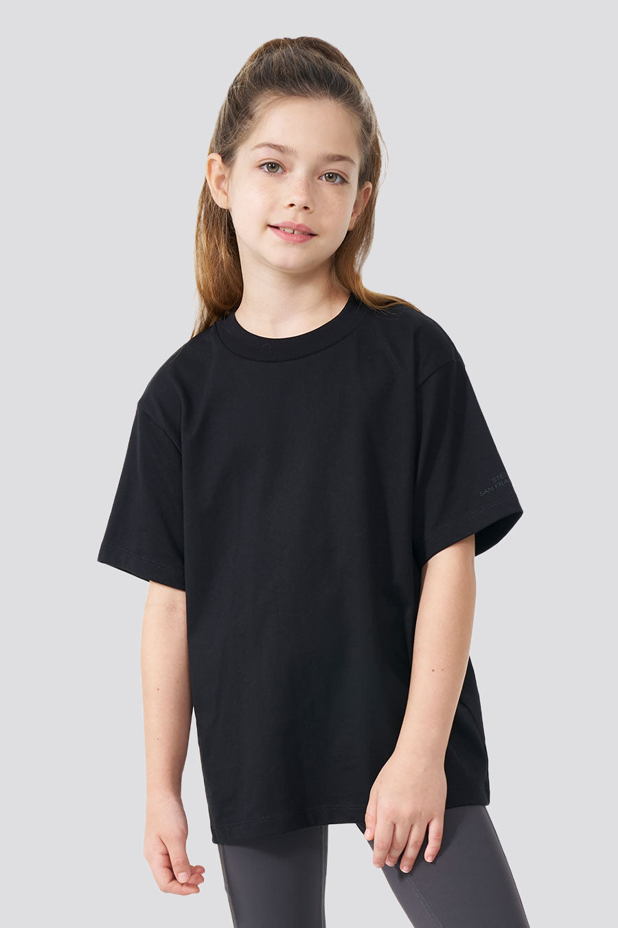 Black girls oversized t-shirt front view 