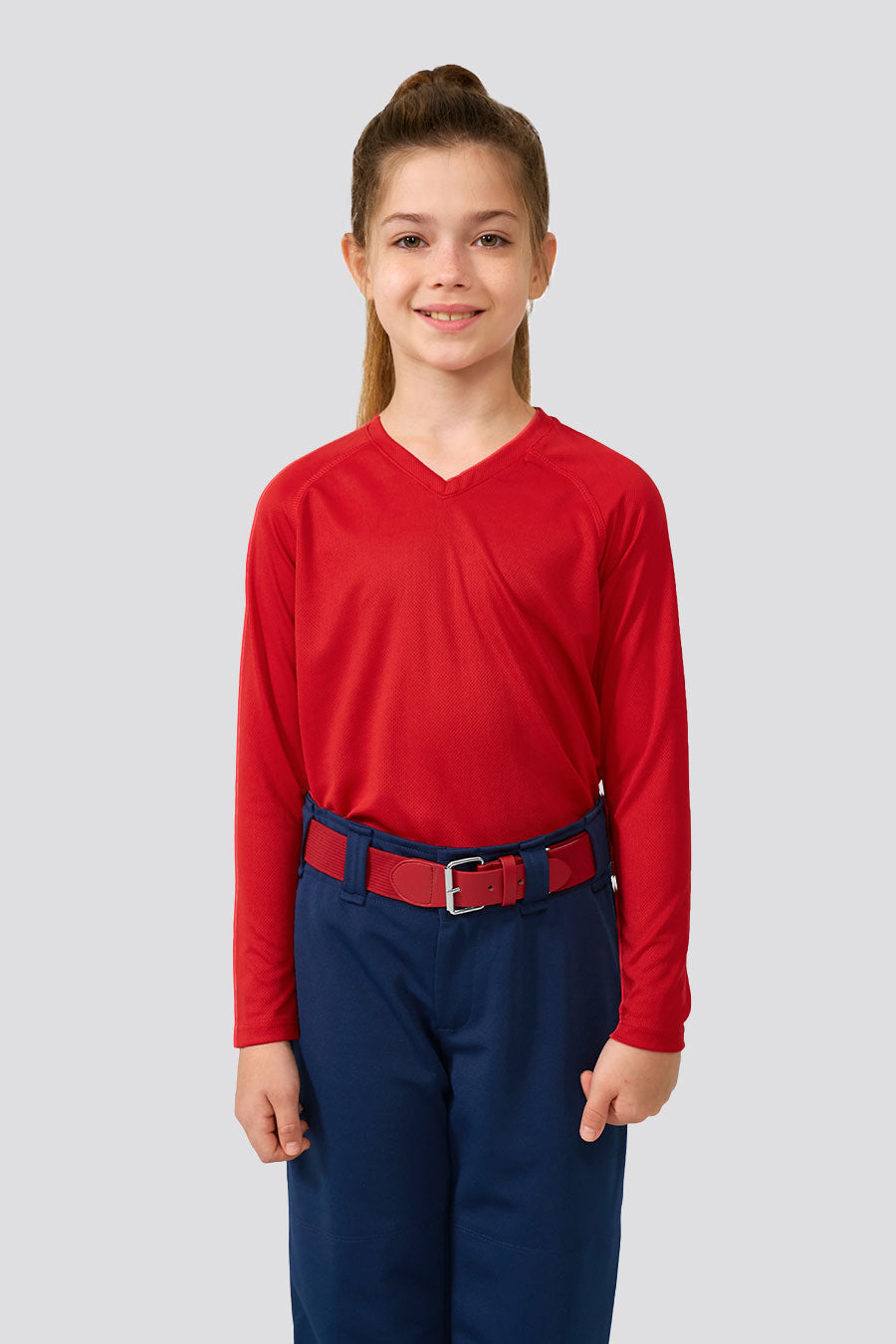 Red kids baseball belt full-body