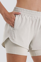 Close-up of white running shorts