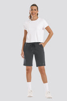 Grey cotton shorts full-body