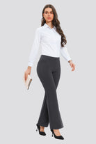 Full-body charcoal dress pants for women 