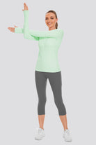 Mint Green thumbhole shirts full-body view