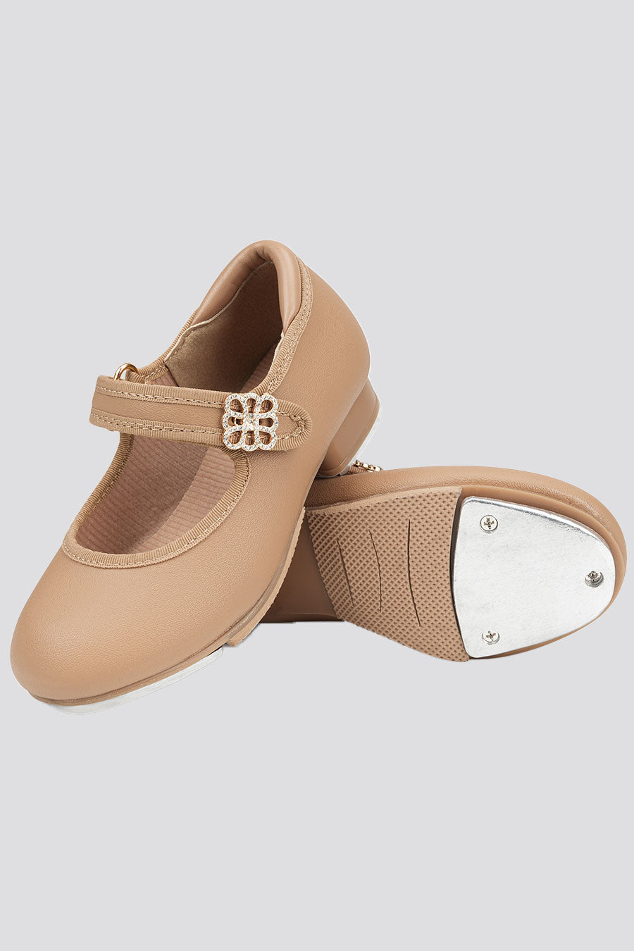 Tan tap shoes for girls side view