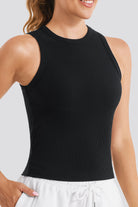 Black womens tank tops front view detail