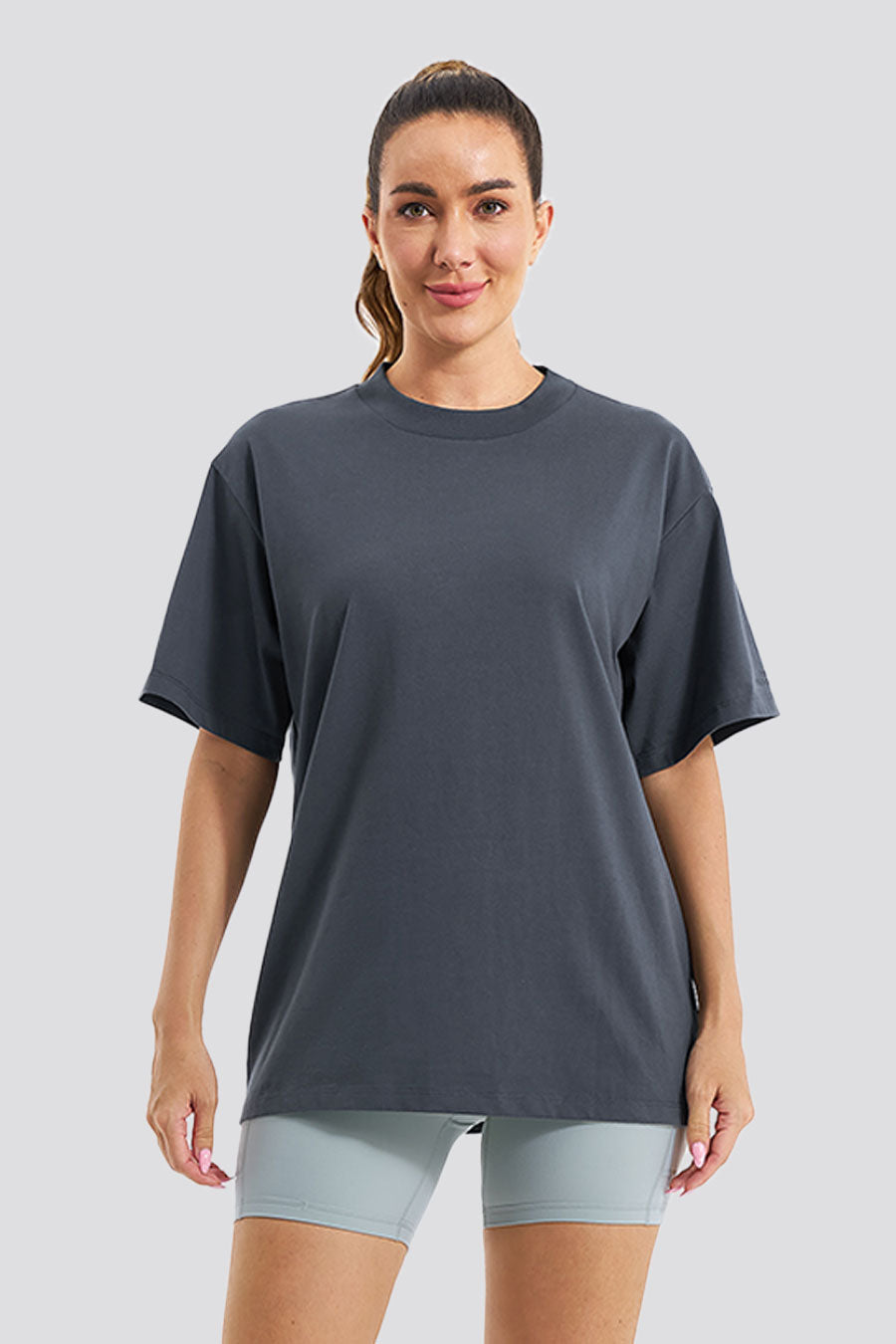 Charcoal womens cotton t-shirts front view 