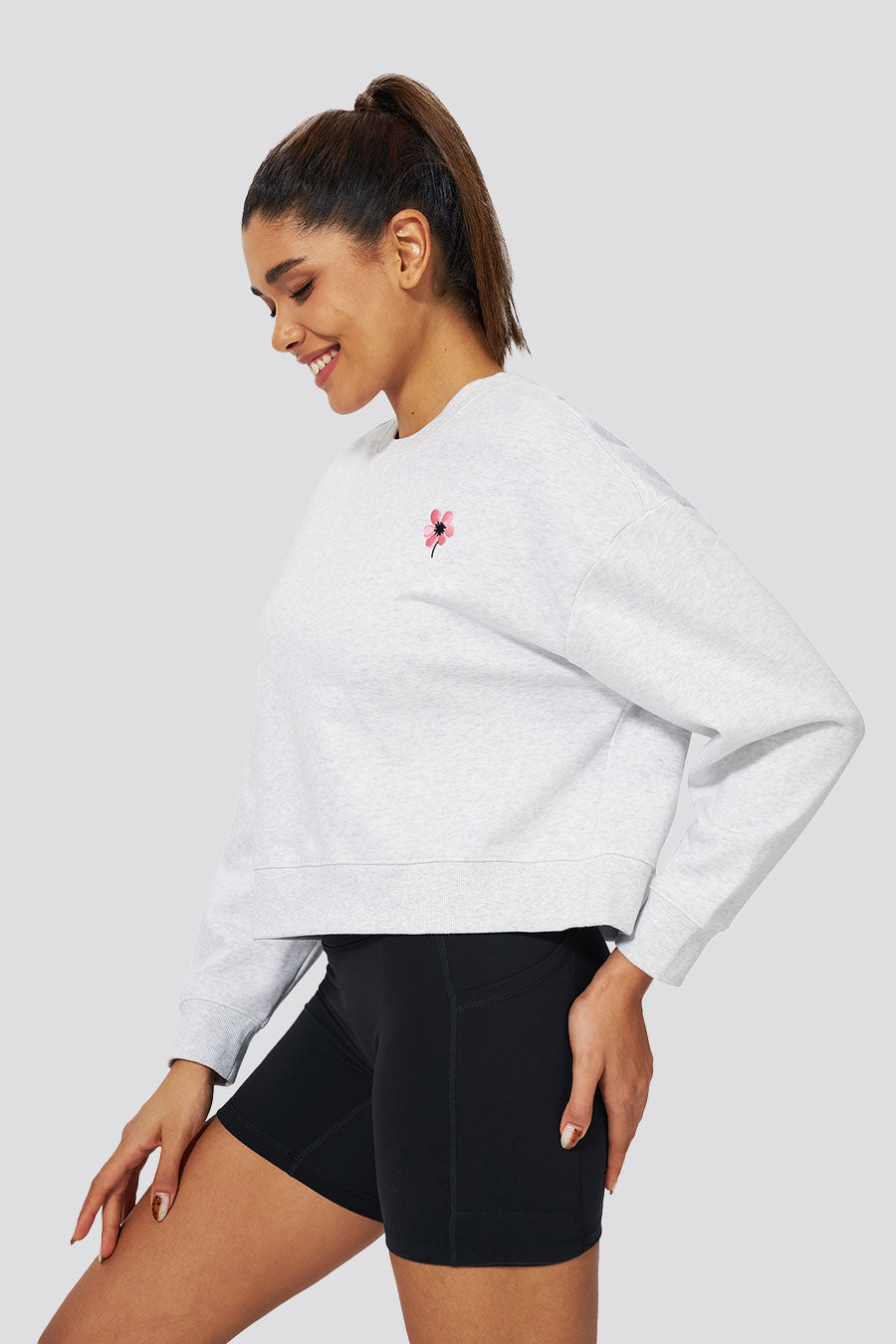 Cropped Sweatshirts for women Ultra Light Grey side view