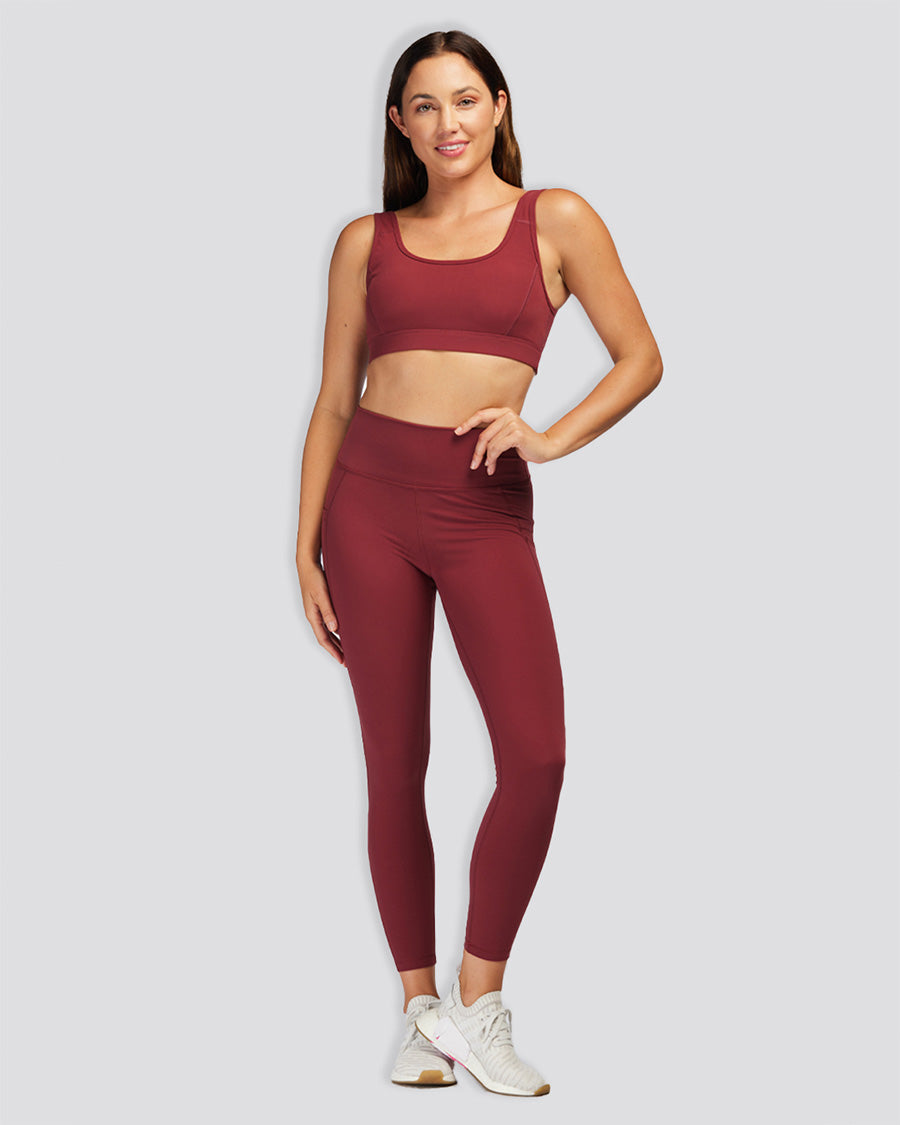 Women Workout Leggings Burgundy full view