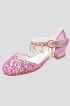 Fuchsia Glitter girl dress shoes side view