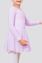 side view girls long sleeve dance dress purple