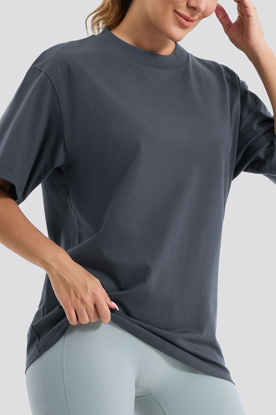 Charcoal womens cotton t-shirts side view