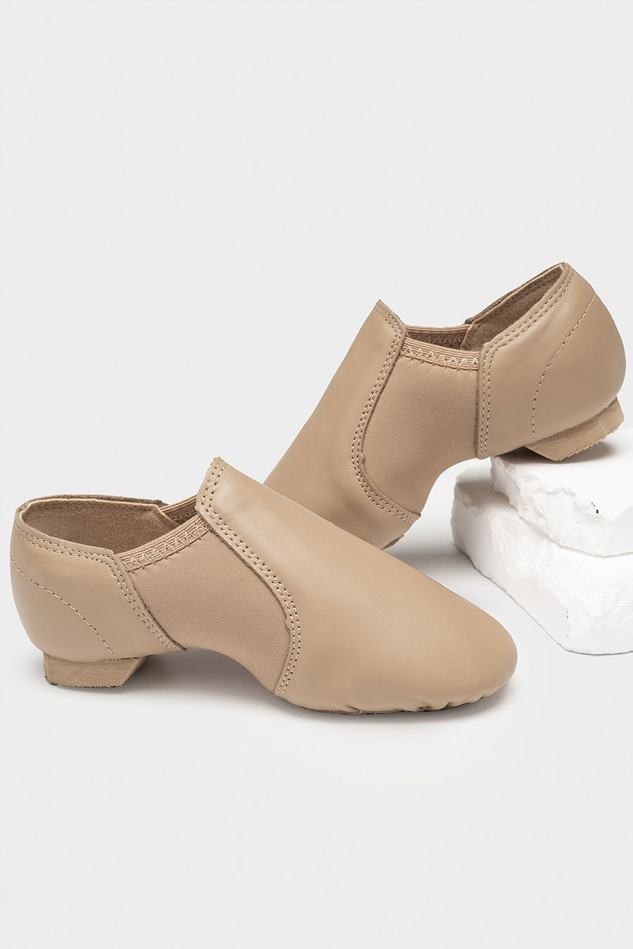 Tan Jazz shoes for girls side view