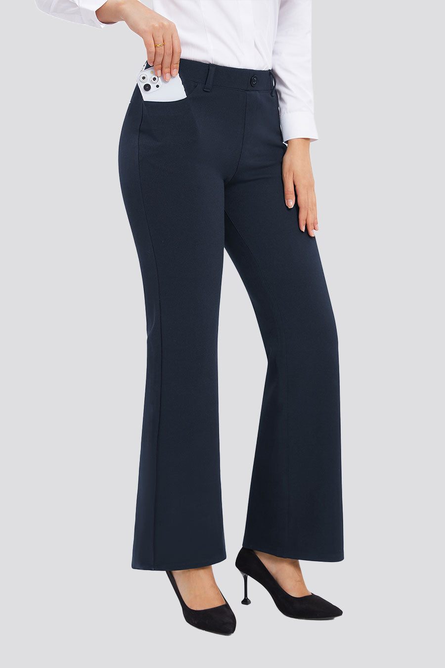 Outfit detail blue women dress pants