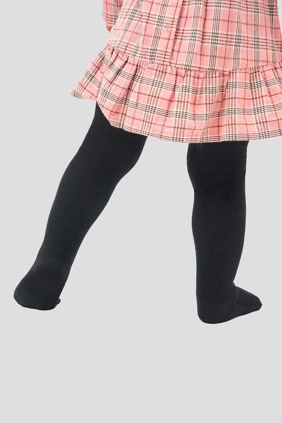 girls knit tights black